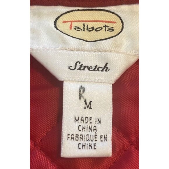 Talbots Red Quilted Lined Shirt Jacket Shacket Womens Sz M Barn Chore Colorful V - Picture 5 of 15
